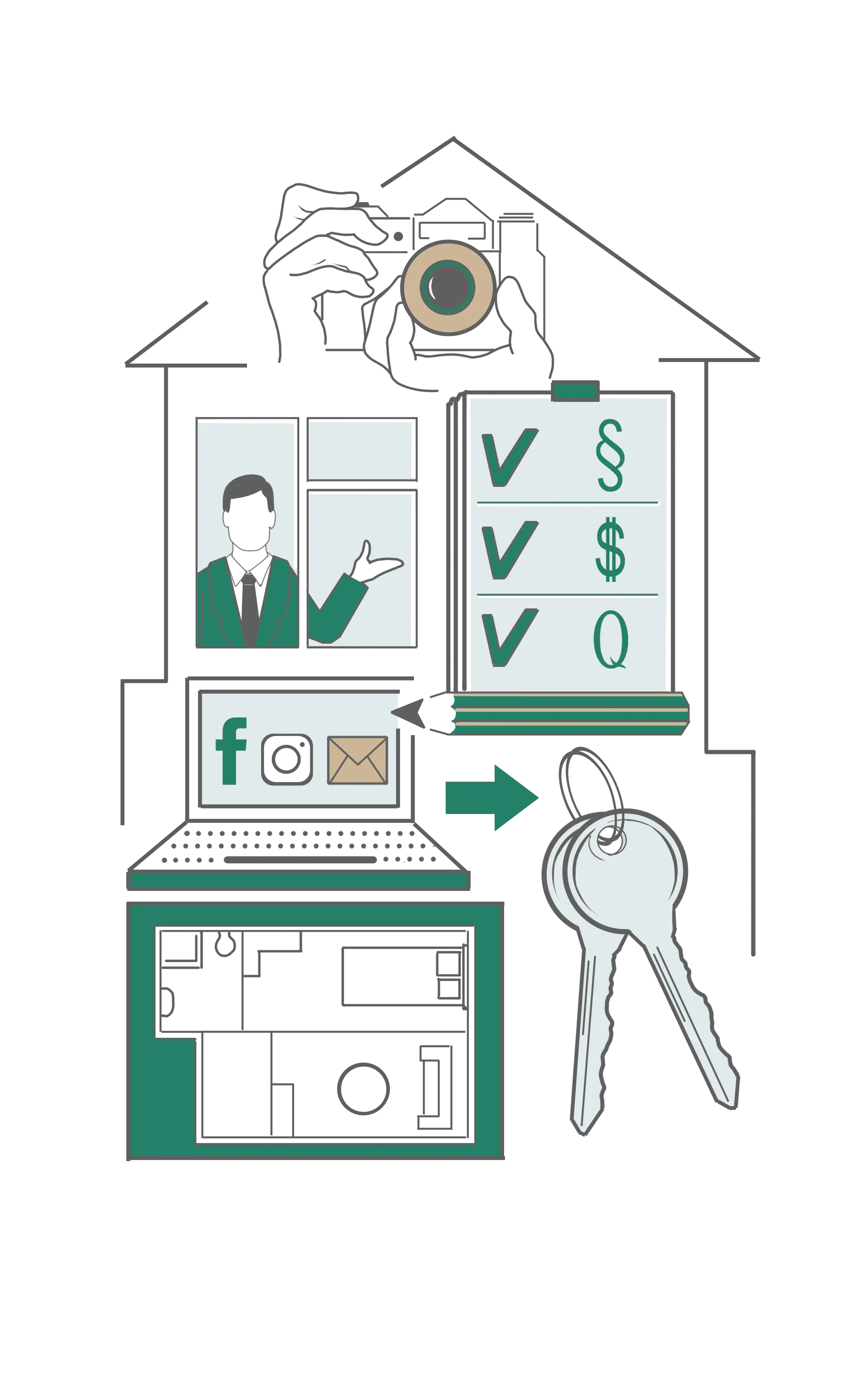 Ilustracja przedstawiająca pracę z najmem nieruchomości