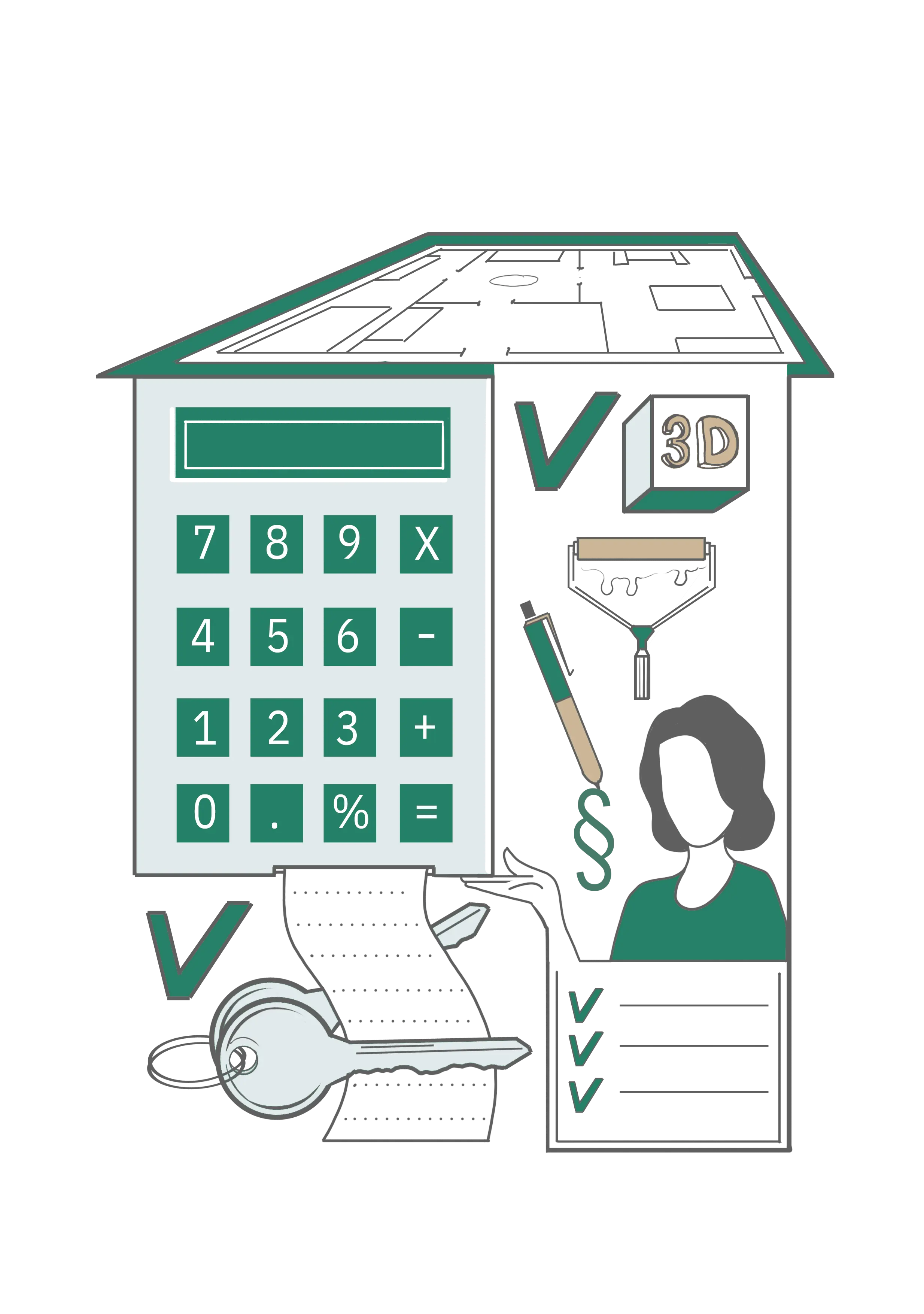 Ilustracja przedstawiająca pracę ze sprzedażą nieruchomości